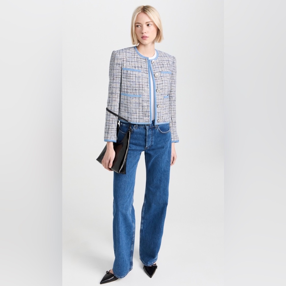 Elie Tahari Blue and White Tweed Blazer - Picture 11 of 16